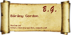 Bárány Gordon névjegykártya
